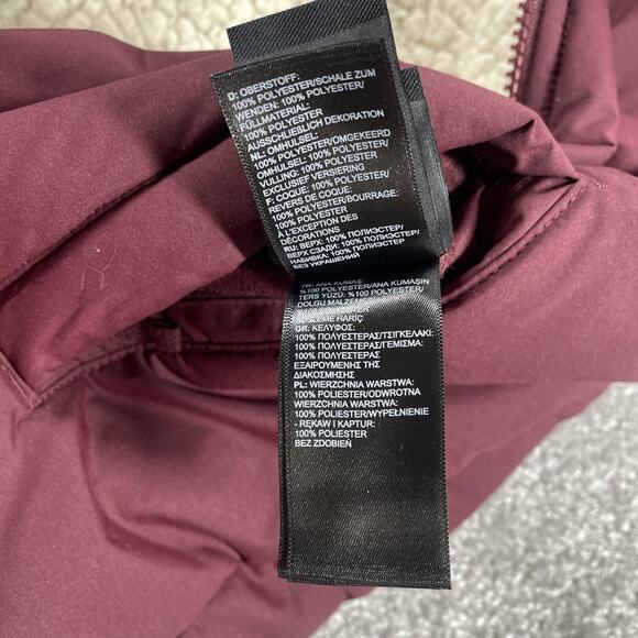 North Face Vest Womens Small Reversible Puffer Sherpa Zip Up Wine Purple - Picture 6 of 16